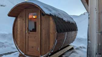 Die Fasssauna vom Hotel Bergalga